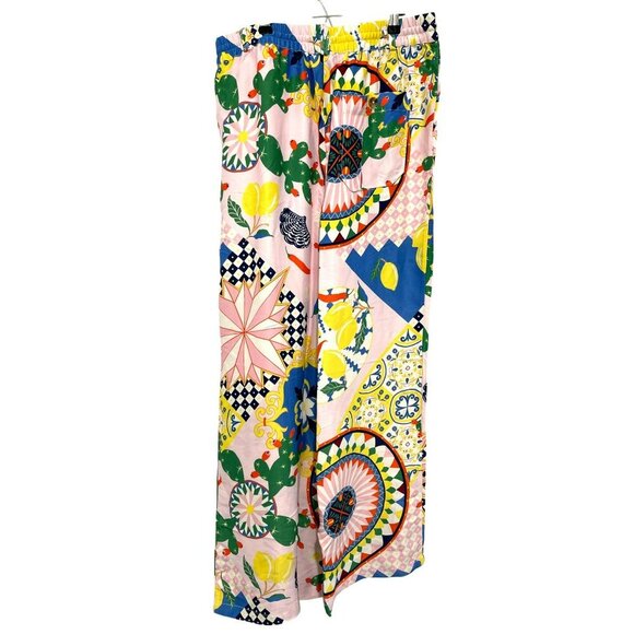 Anthropologie Maeve Straight-Leg Pull-On Silky Printed Relaxed Pants New - Picture 7 of 9